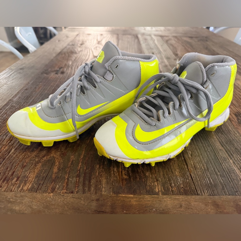 Nike Kids Gray and Neon Yellow Junior Football Cleats